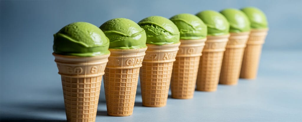 Loty matcha w wafelkowych rożkach
