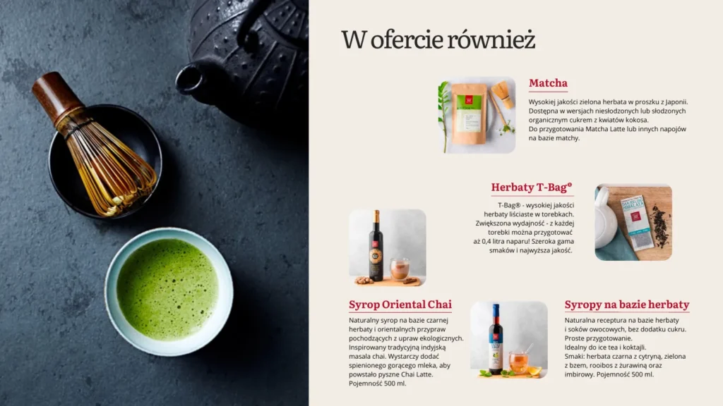 Matcha, herbaty T-Bag i syropy na bazie herbaty Demmers