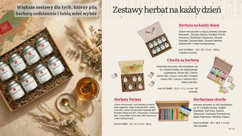 Większe zestawy herbat i skrzynki z saszetkami na co dzień