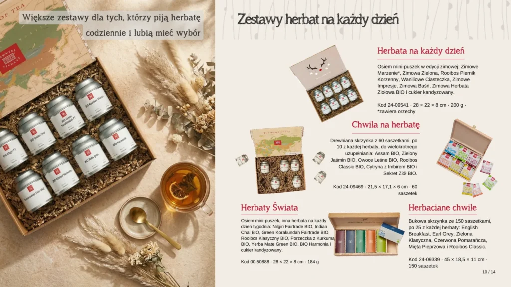 Większe zestawy herbat i skrzynki z saszetkami na co dzień