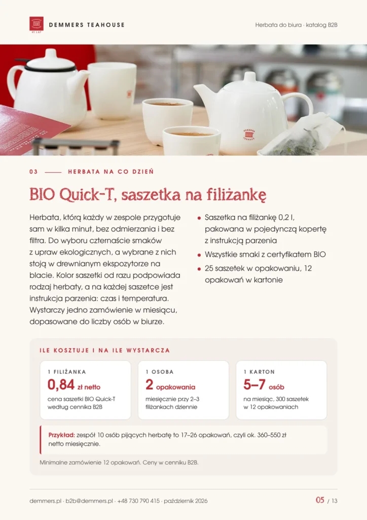 BIO Quick-T, herbata w saszetce na filiżankę