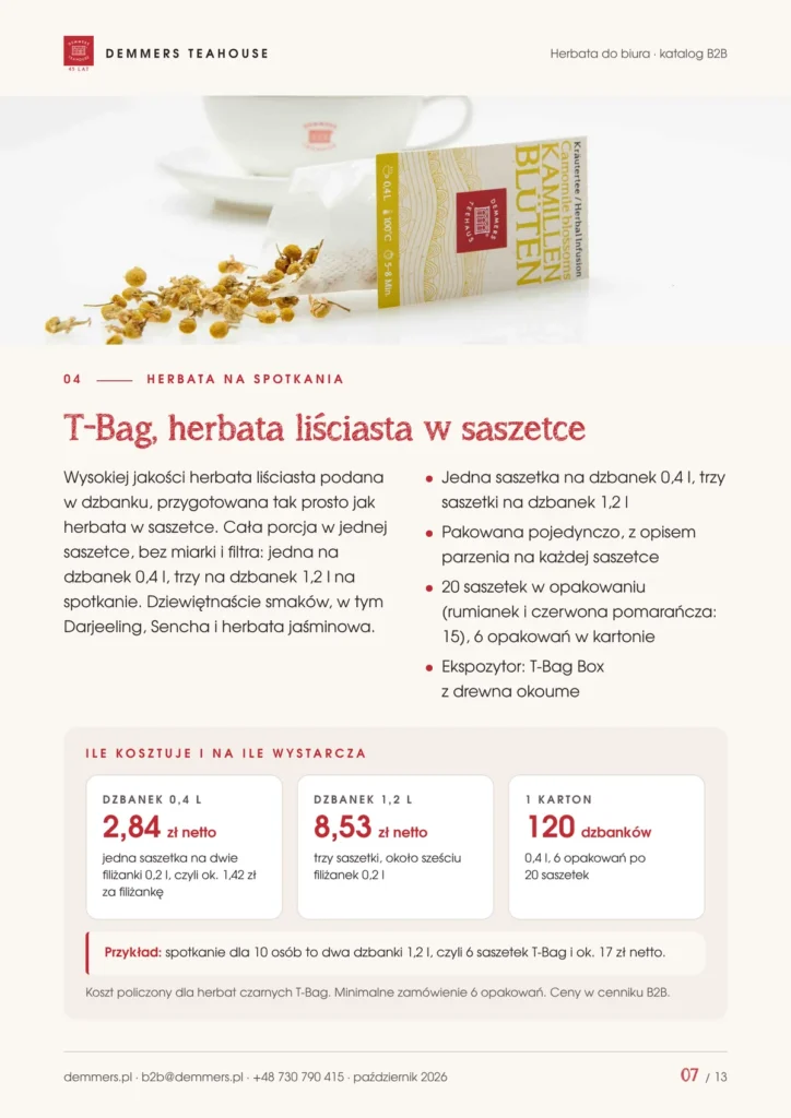 T-Bag, herbata liściasta w saszetce na dzbanek