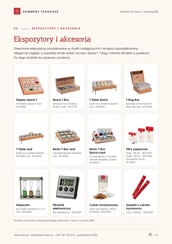 Drewniane ekspozytory i akcesoria do herbaty